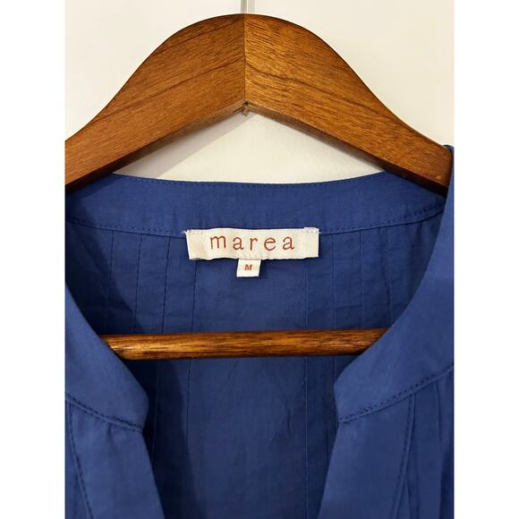 Marea Mackenzie Ultramarine Blue Tiered Button Dress Natural 100% Cotton EUC M - Picture 8 of 12